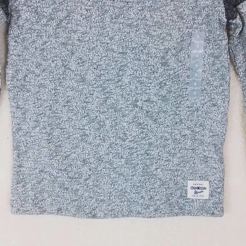 OshKosh Long Sleeve Knit Tee‎ T-Shirt Size 4 in Heathered Gray w/ Red